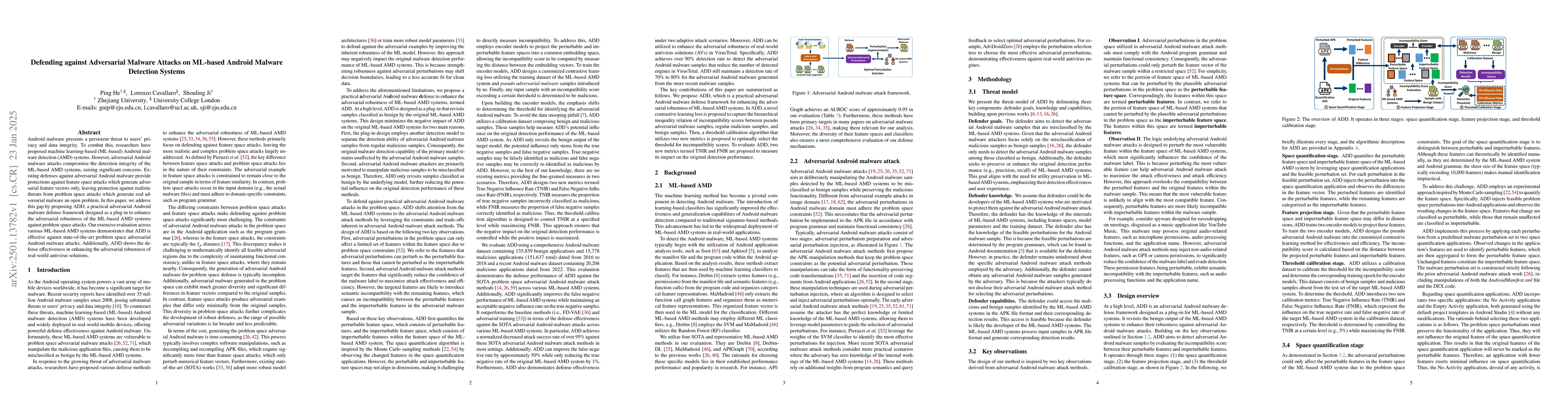 Thumbnail for Defending against Adversarial Malware Attacks on ML-based Android
  Malware Detection Systems