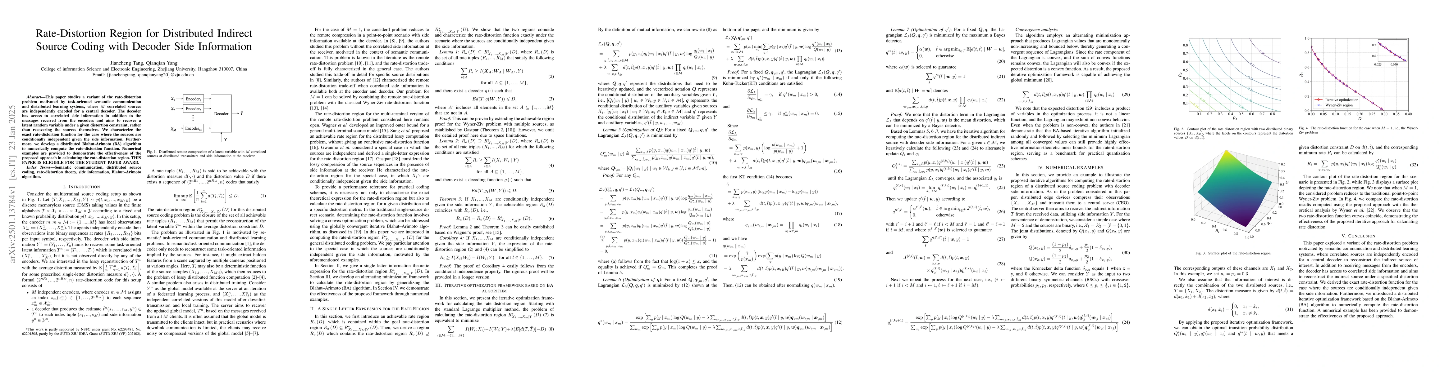 Thumbnail for Rate-Distortion Region for Distributed Indirect Source Coding with
  Decoder Side Information