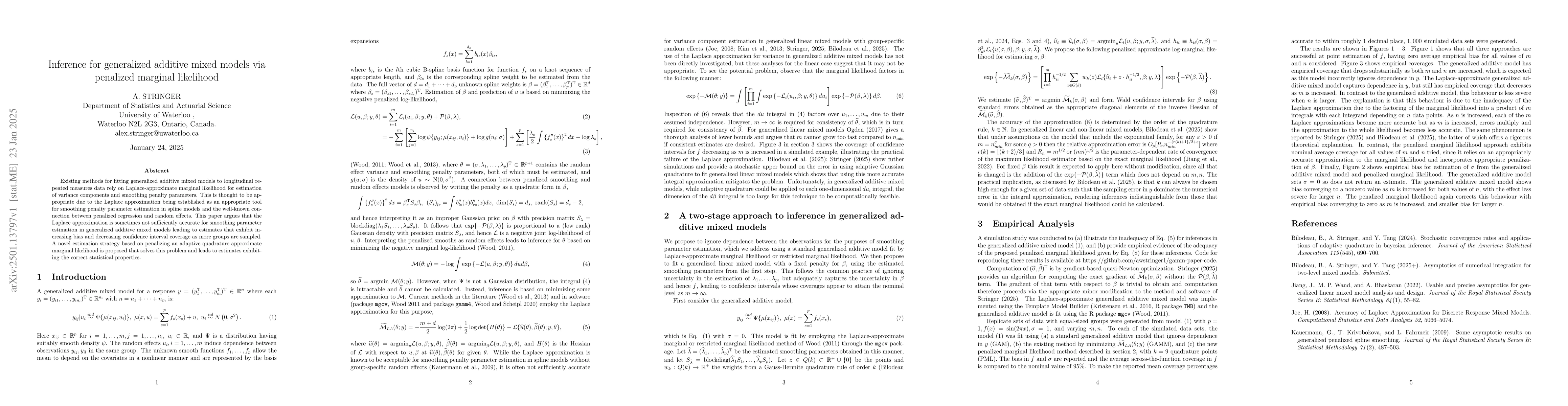 Thumbnail for Inference for generalized additive mixed models via penalized marginal
  likelihood