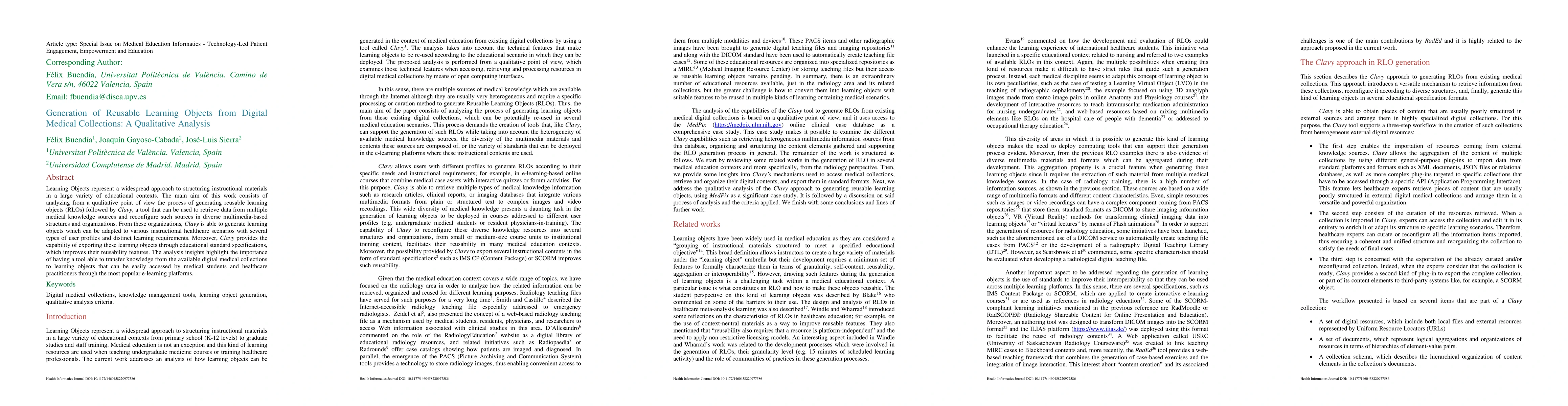Thumbnail for Generation of reusable learning objects from digital medical
  collections: An analysis based on the MASMDOA framework