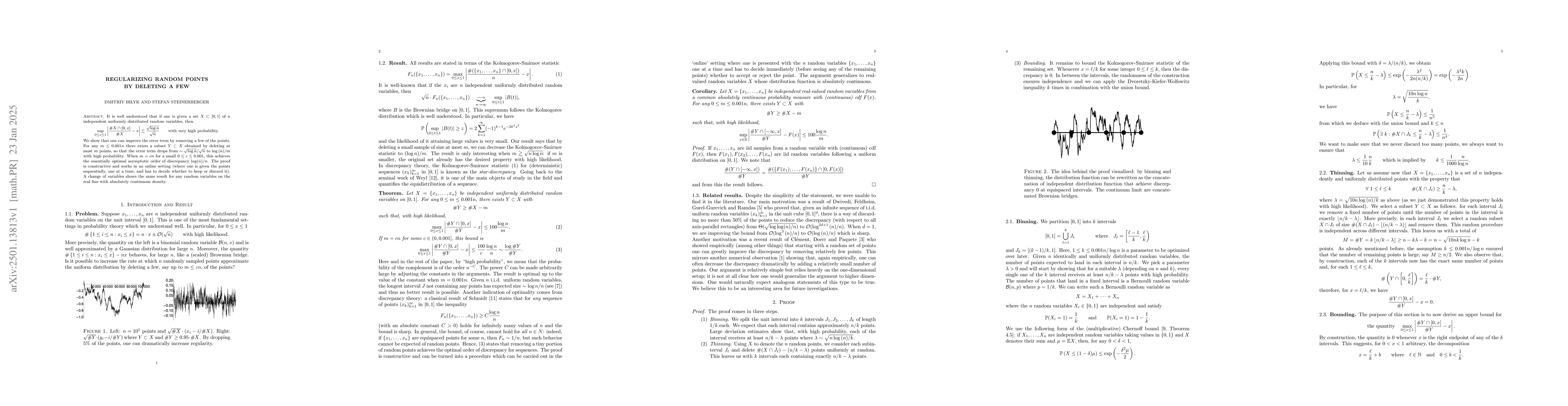 Thumbnail for Regularizing random points by deleting a few
