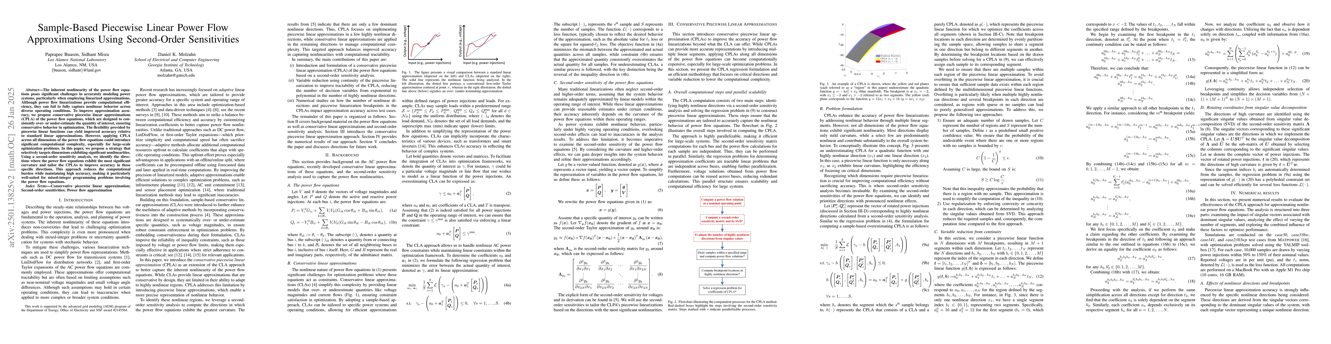 Thumbnail for Sample-Based Piecewise Linear Power Flow Approximations Using
  Second-Order Sensitivities
