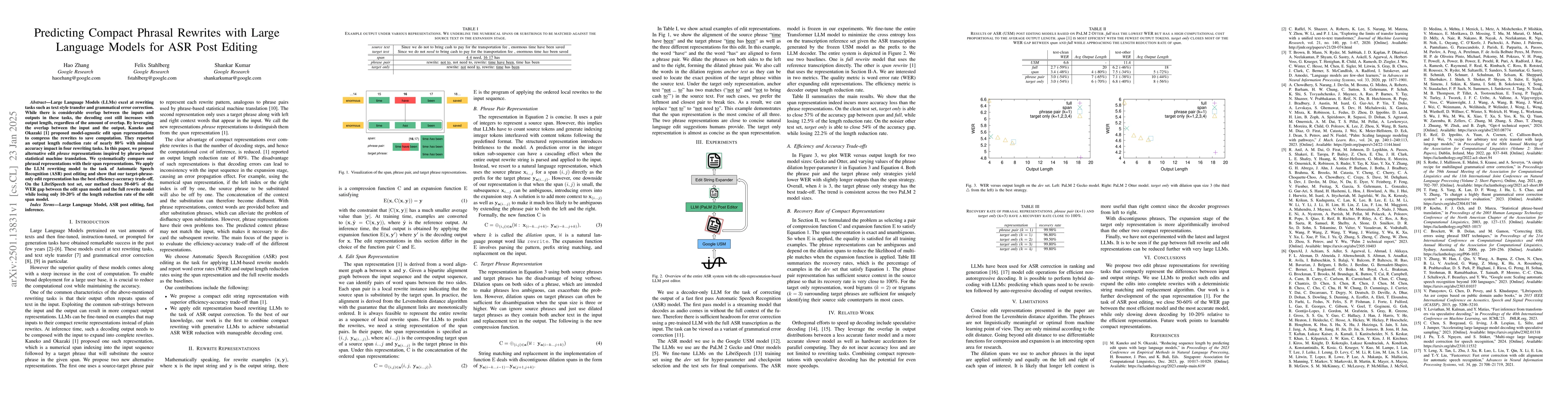 Thumbnail for Predicting Compact Phrasal Rewrites with Large Language Models for ASR
  Post Editing