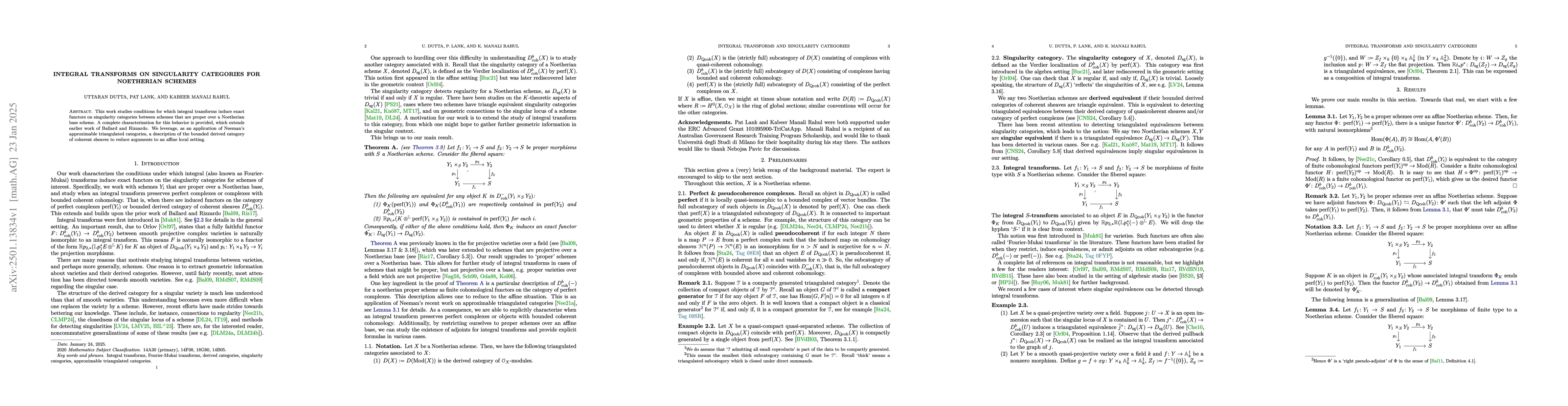 Thumbnail for Integral transforms on singularity categories for Noetherian schemes