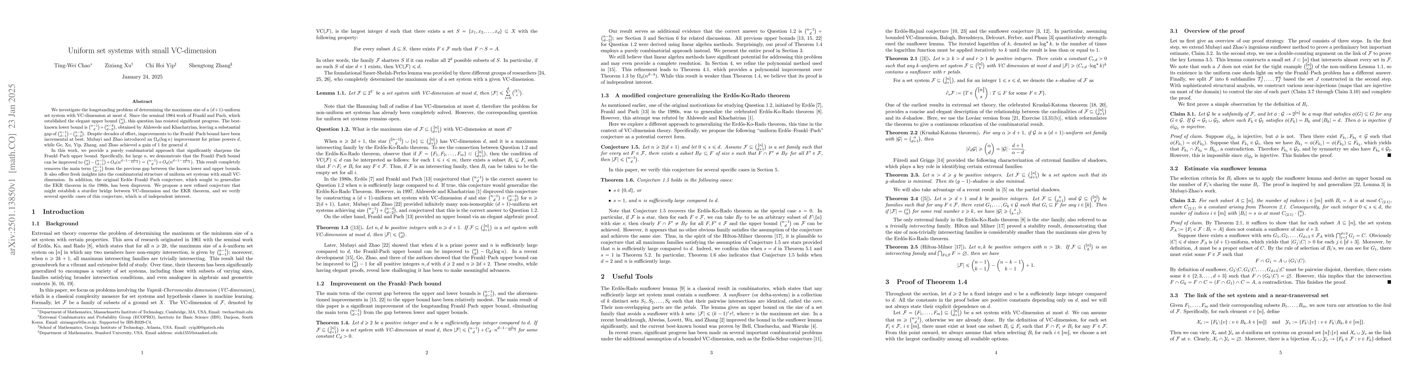 Thumbnail for Uniform set systems with small VC-dimension