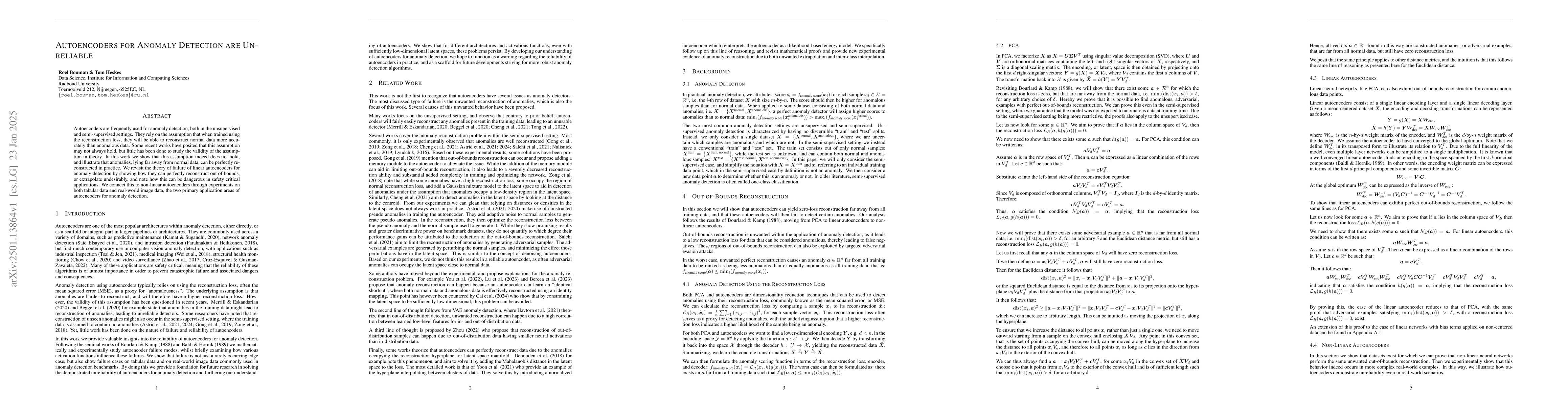 Thumbnail for Autoencoders for Anomaly Detection are Unreliable