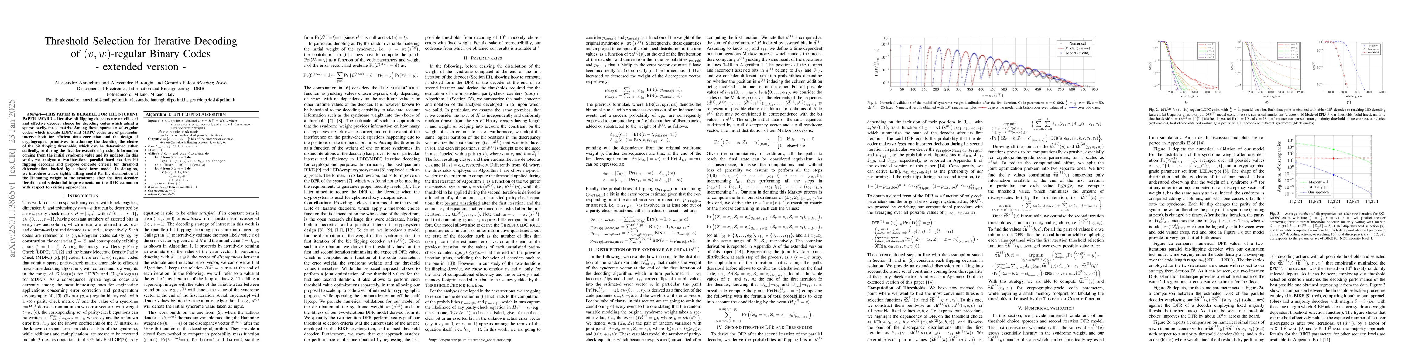 Thumbnail for Threshold Selection for Iterative Decoding of $(v,w)$-regular Binary
  Codes