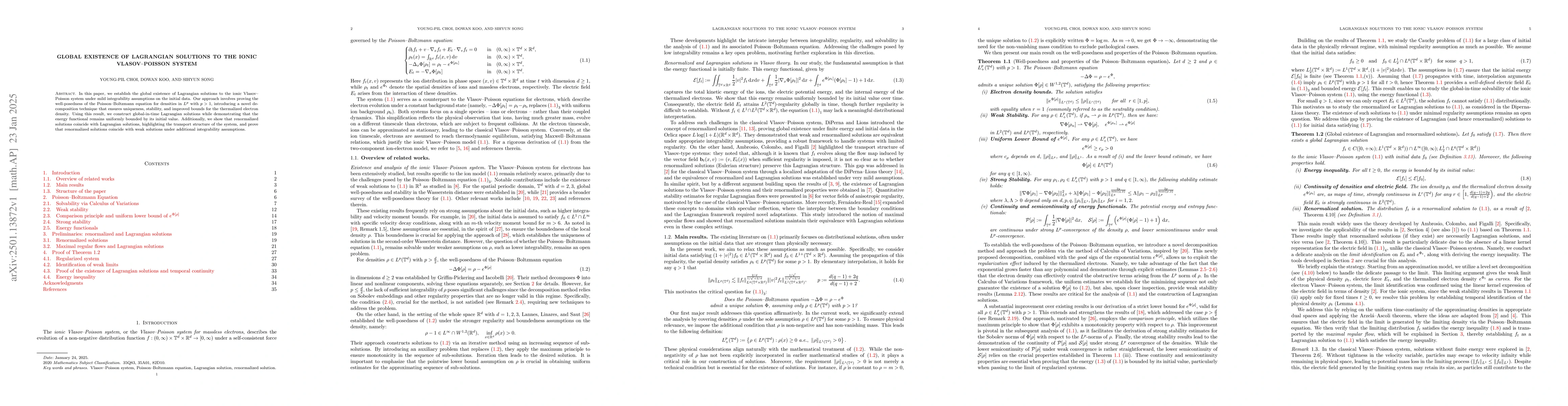 Thumbnail for Global existence of Lagrangian solutions to the ionic Vlasov--Poisson
  system