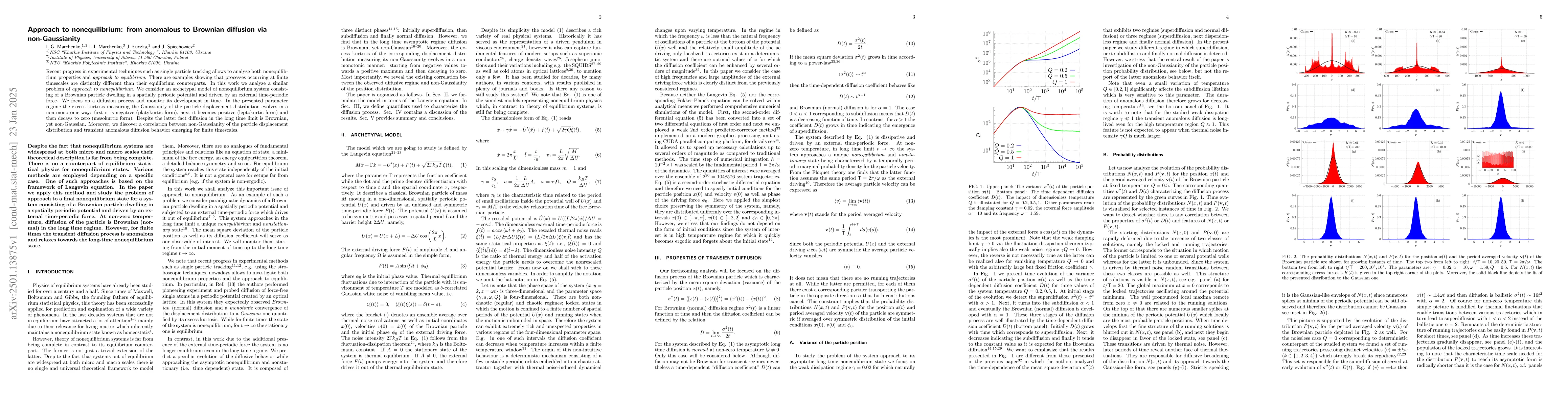 Thumbnail for Approach to nonequilibrium: from anomalous to Brownian diffusion via
  non-Gaussianity