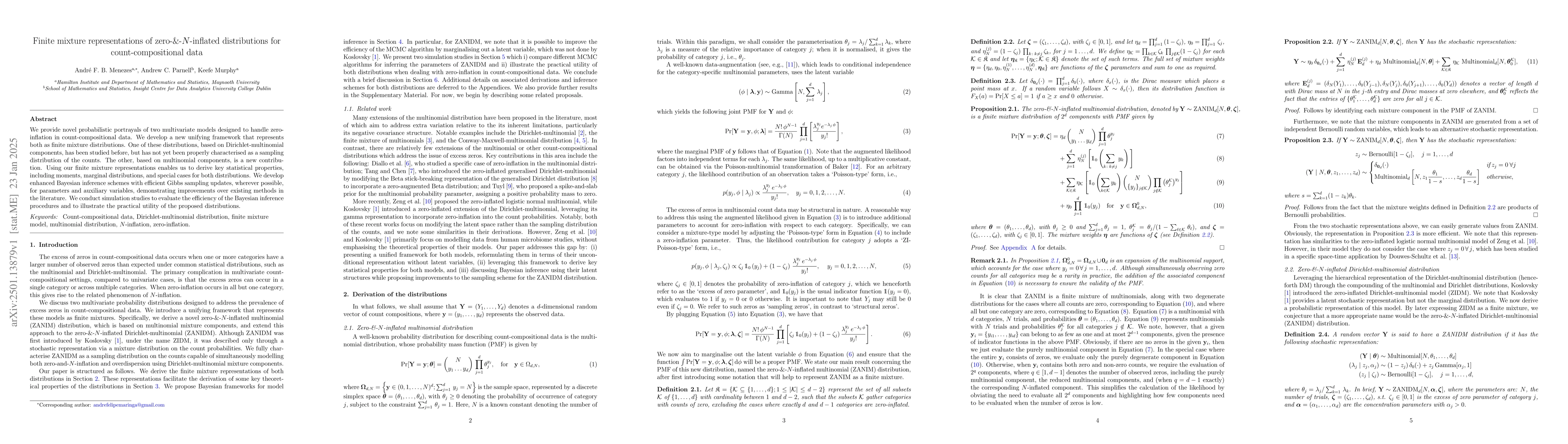 Thumbnail for Finite mixture representations of zero-&-$N$-inflated distributions for
  count-compositional data