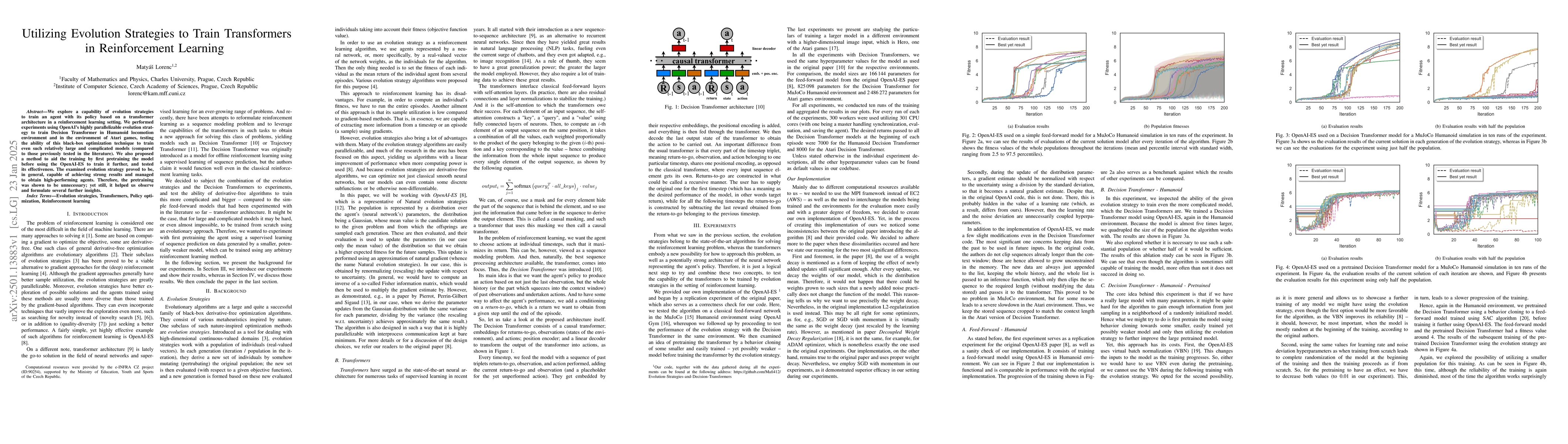 Thumbnail for Utilizing Evolution Strategies to Train Transformers in Reinforcement
  Learning