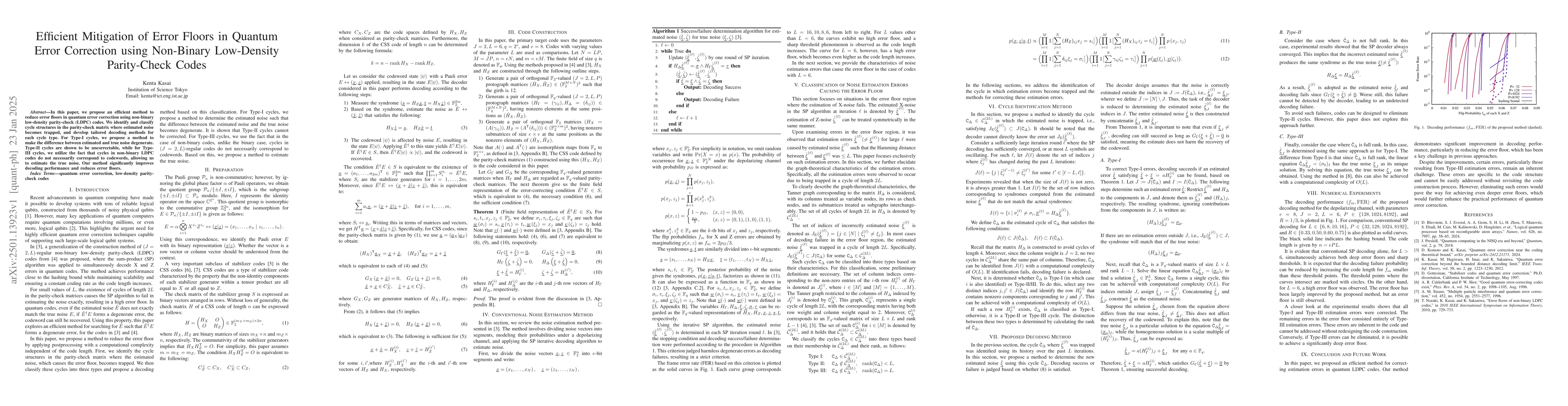 Thumbnail for Efficient Mitigation of Error Floors in Quantum Error Correction using
  Non-Binary Low-Density Parity-Check Codes