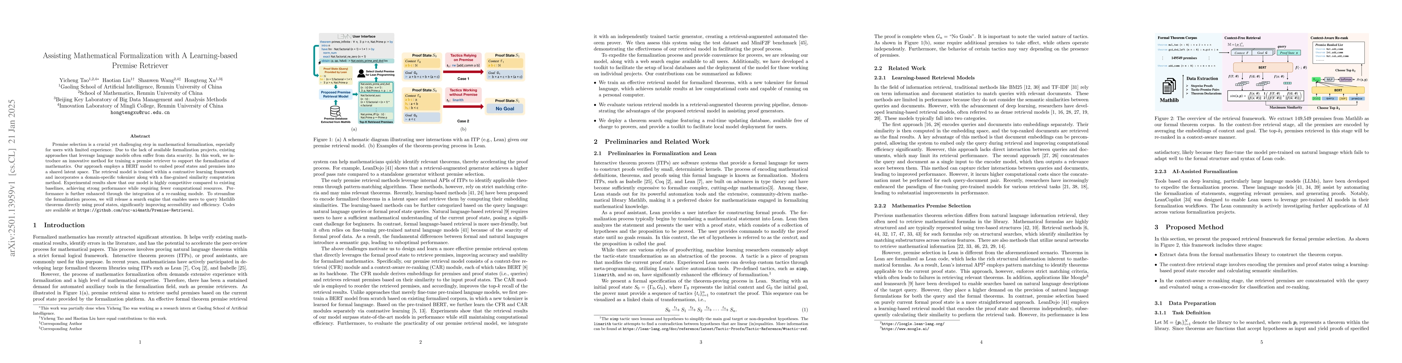 Thumbnail for Assisting Mathematical Formalization with A Learning-based Premise
  Retriever