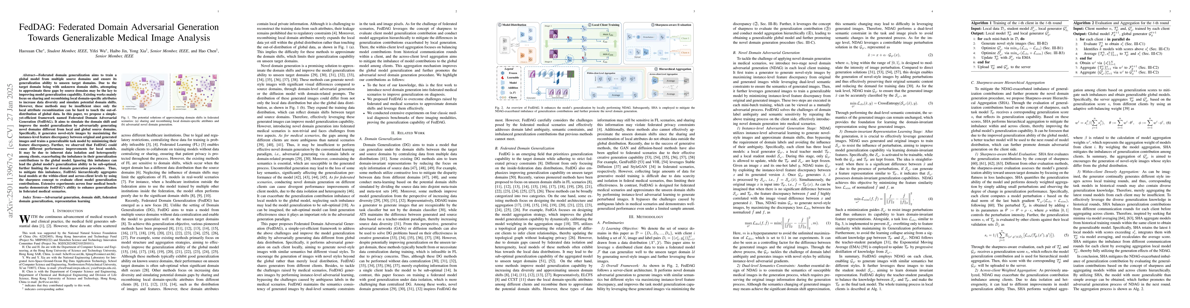 Thumbnail for FedDAG: Federated Domain Adversarial Generation Towards Generalizable
  Medical Image Analysis