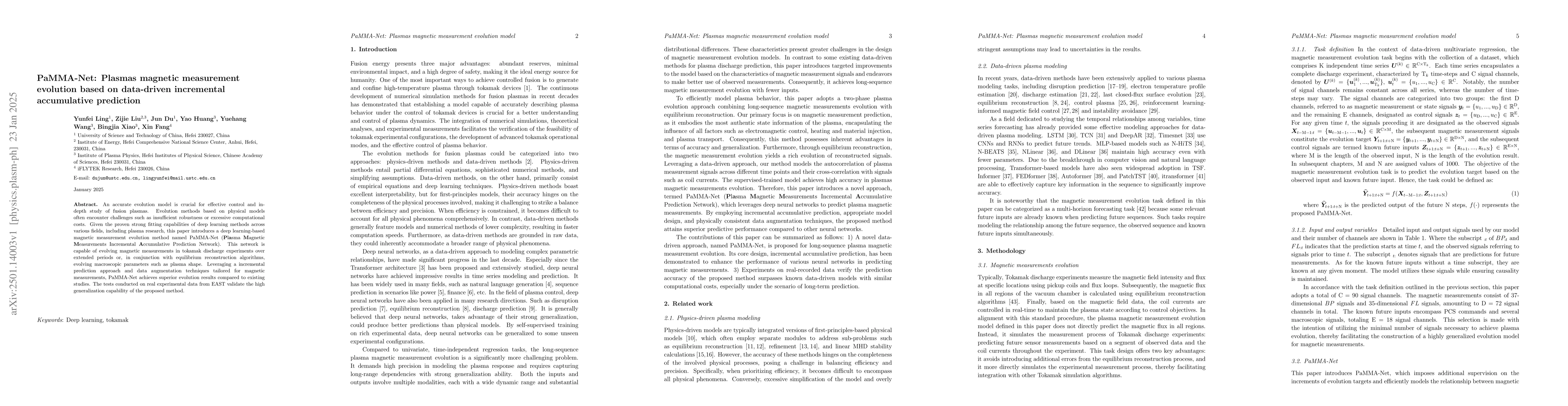 Thumbnail for PaMMA-Net: Plasmas magnetic measurement evolution based on data-driven
  incremental accumulative prediction