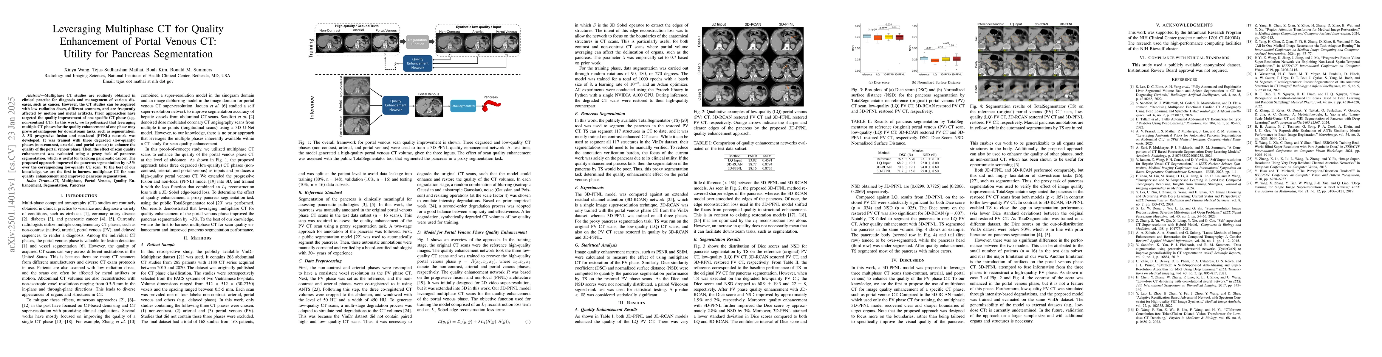 Thumbnail for Leveraging Multiphase CT for Quality Enhancement of Portal Venous CT:
  Utility for Pancreas Segmentation