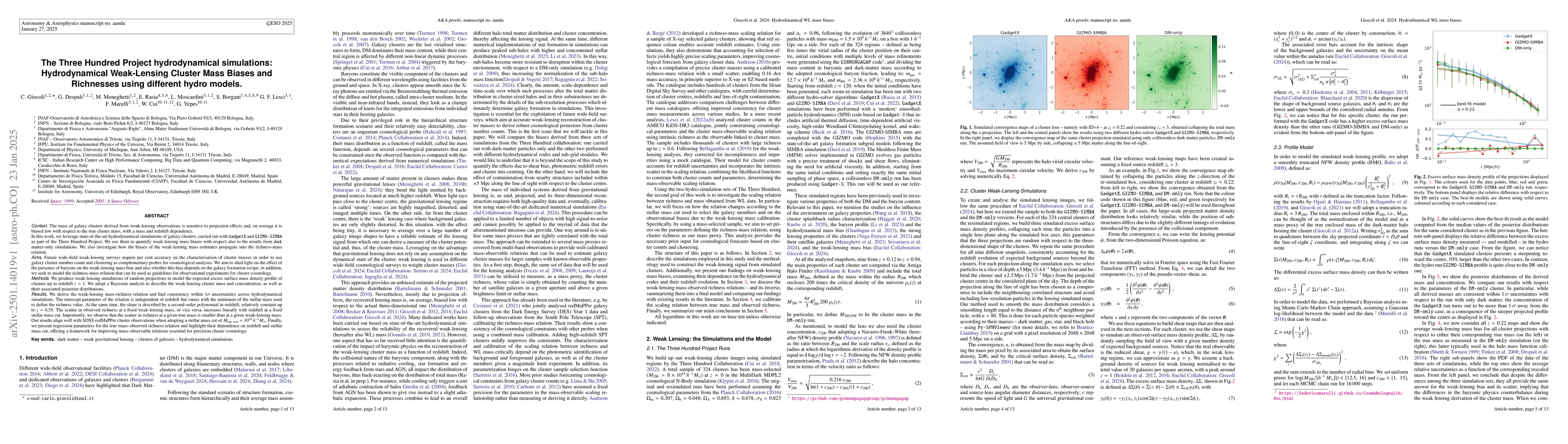 Thumbnail for The Three Hundred Project hydrodynamical simulations: Hydrodynamical
  Weak-Lensing Cluster Mass Biases and Richnesses using different hydro models