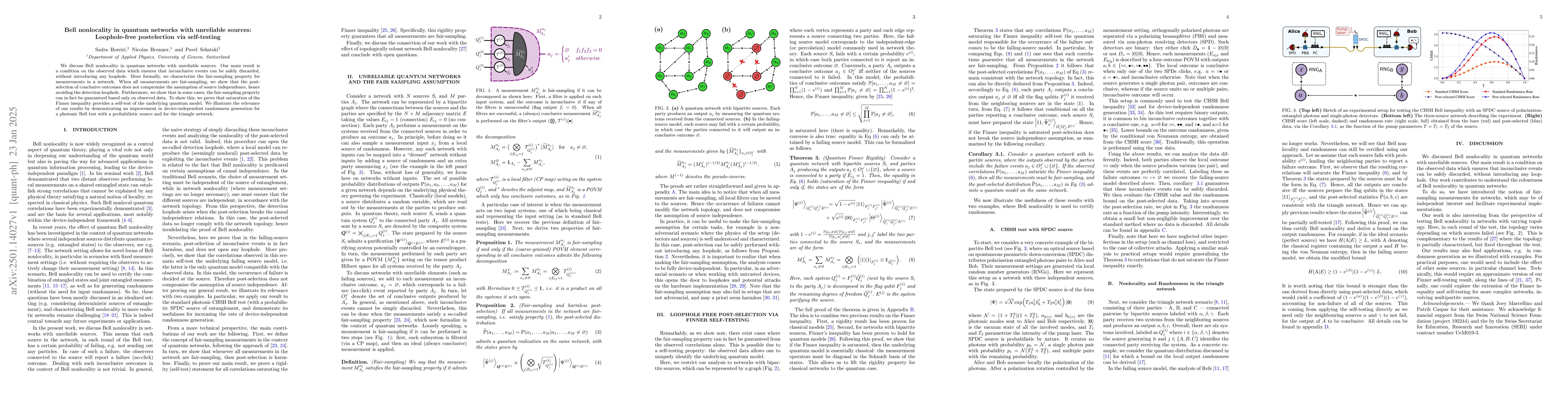 Thumbnail for Bell nonlocality in quantum networks with unreliable sources:
  Loophole-free postelection via self-testing