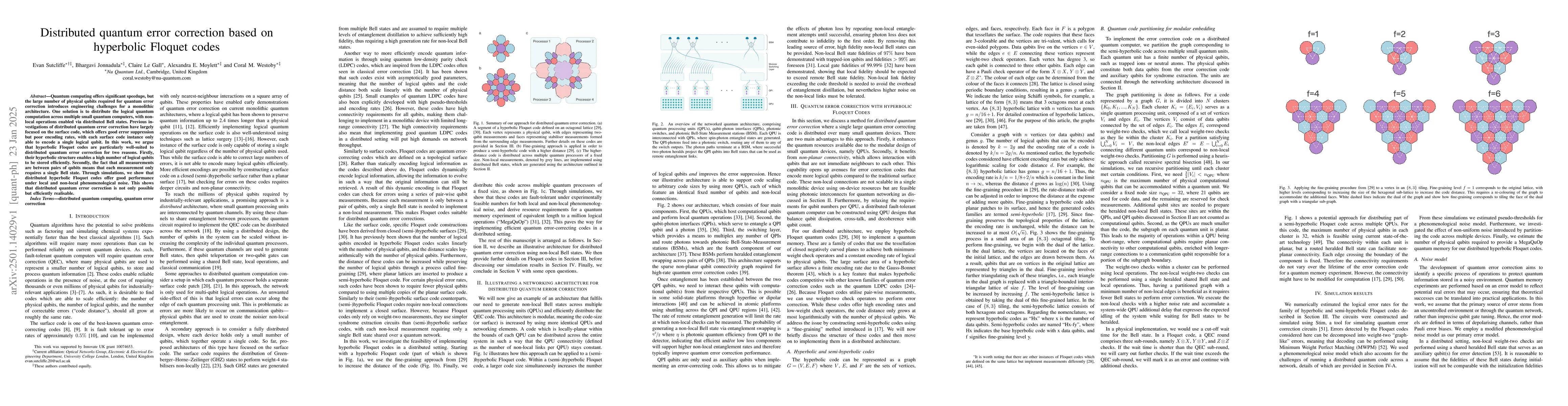 Thumbnail for Distributed quantum error correction based on hyperbolic Floquet codes