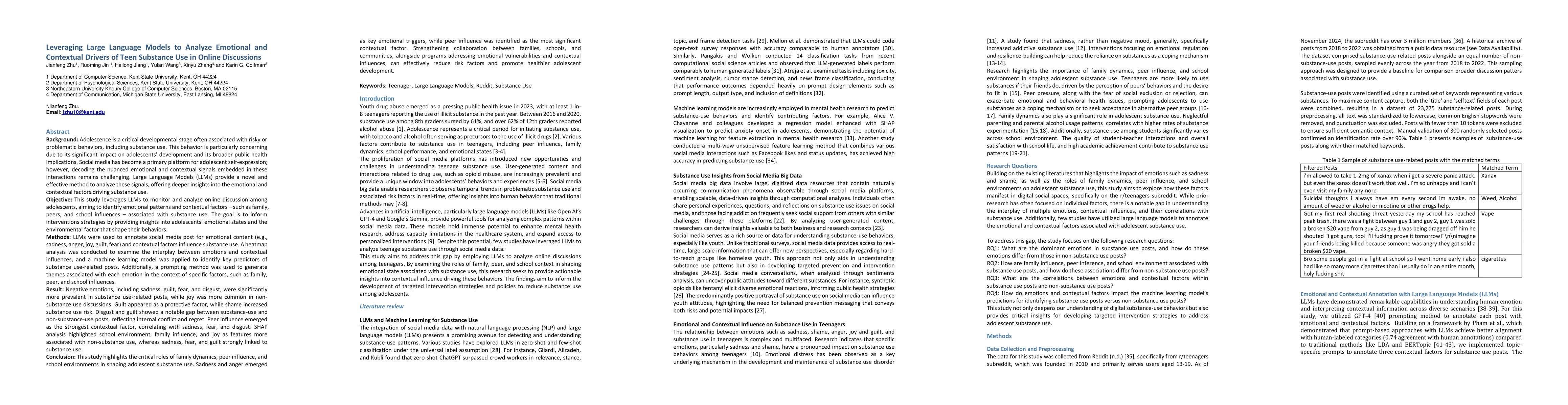 Thumbnail for Leveraging Large Language Models to Analyze Emotional and Contextual
  Drivers of Teen Substance Use in Online Discussions