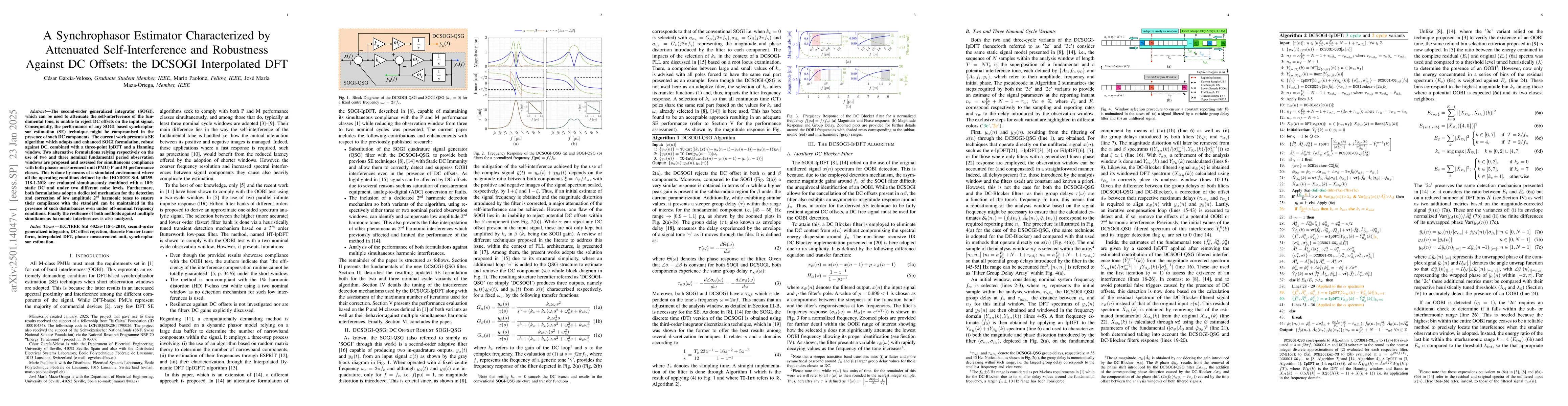 Thumbnail for A Synchrophasor Estimator Characterized by Attenuated Self-Interference
  and Robustness Against DC Offsets: the DCSOGI Interpolated DFT