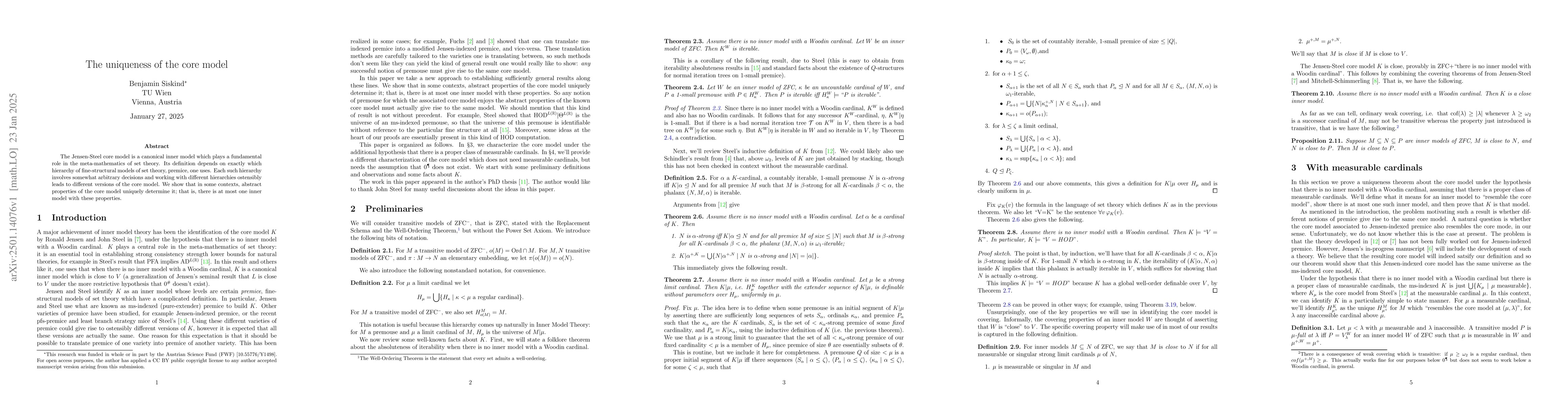 Thumbnail for The uniqueness of the core model