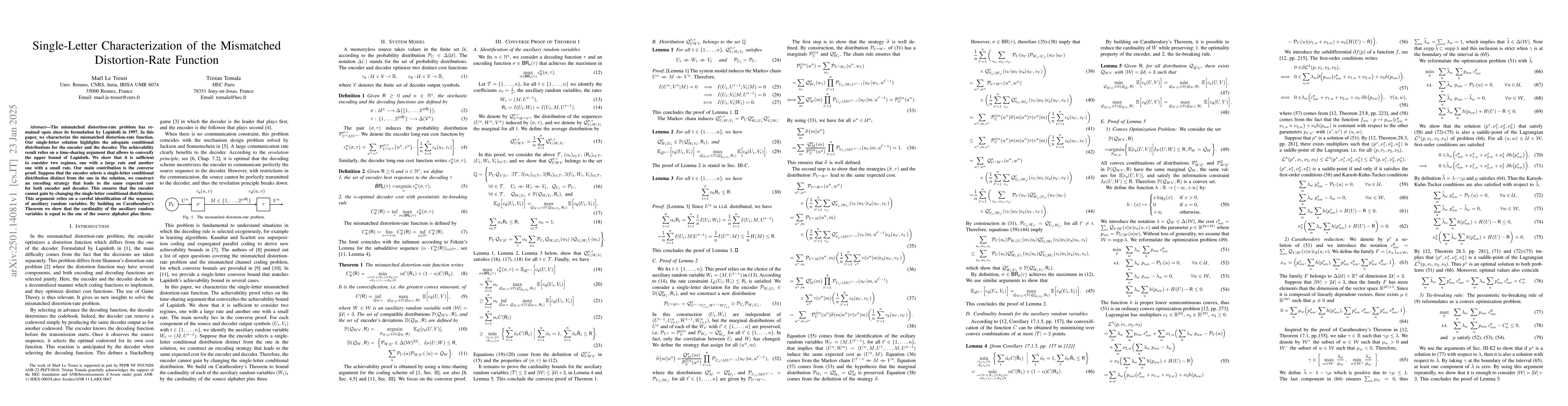 Thumbnail for Single-Letter Characterization of the Mismatched Distortion-Rate
  Function