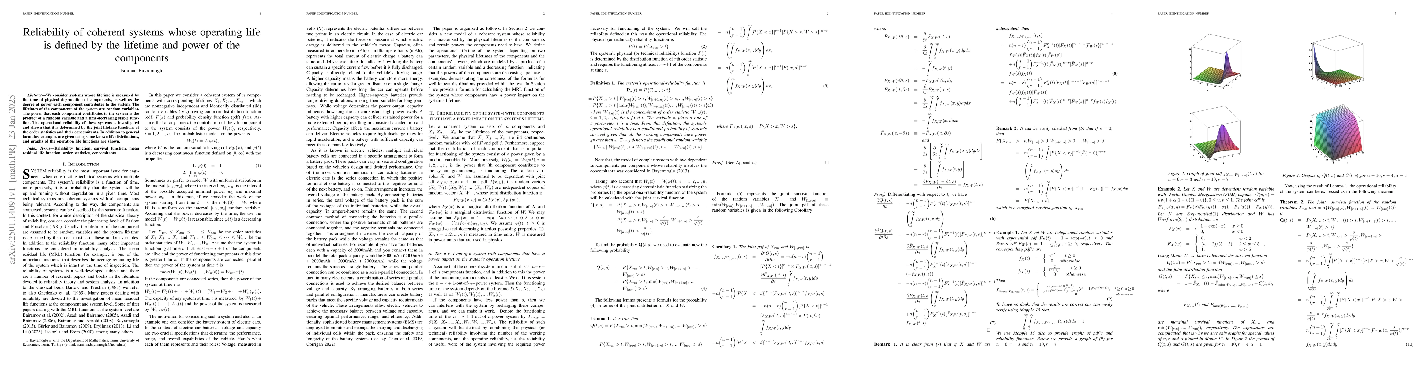 Thumbnail for Reliability of coherent systems whose operating life is defined by the
  lifetime and power of the components