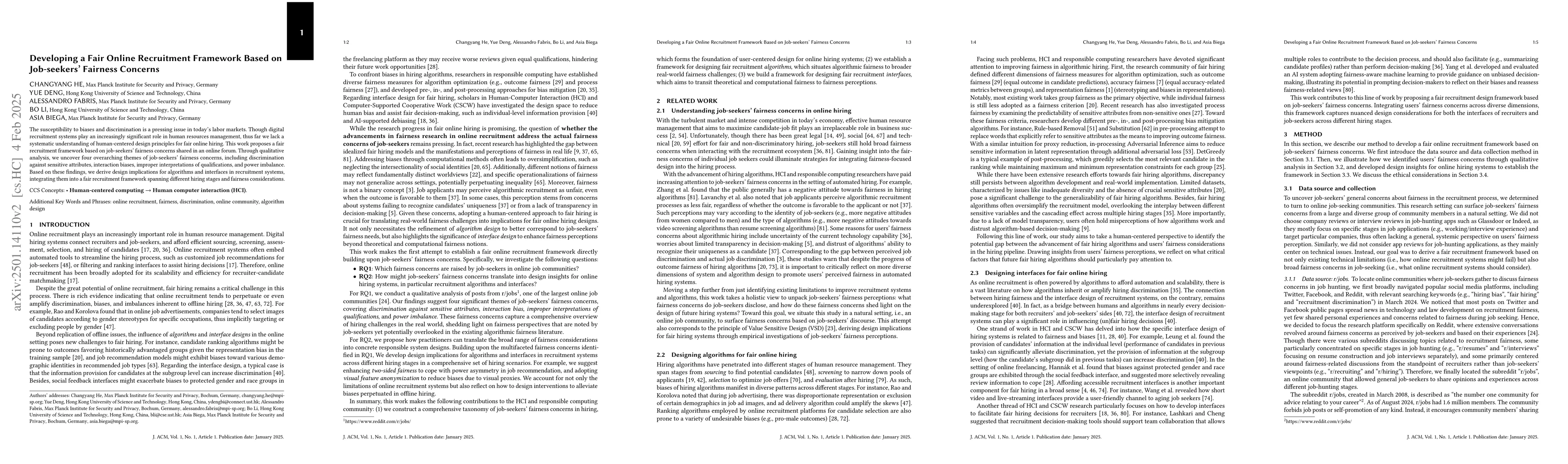 Thumbnail for Developing a Fair Online Recruitment Framework Based on Job-seekers'
  Fairness Concerns