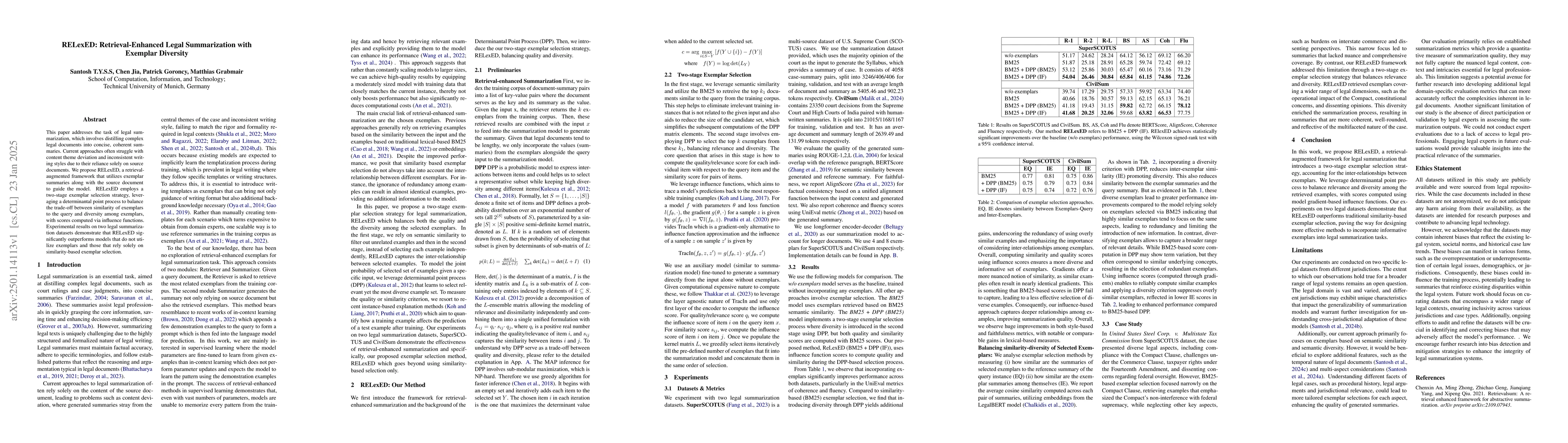 Thumbnail for RELexED: Retrieval-Enhanced Legal Summarization with Exemplar Diversity
