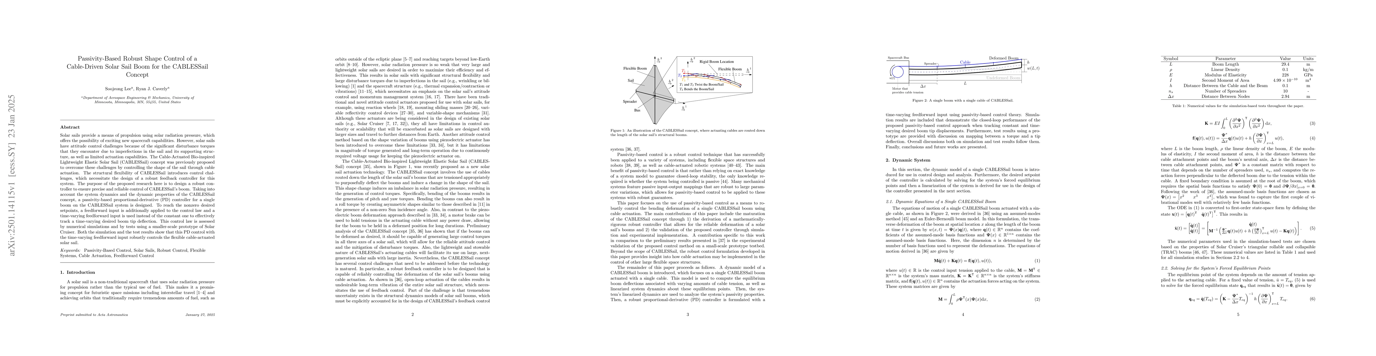 Thumbnail for Passivity-Based Robust Shape Control of a Cable-Driven Solar Sail Boom
  for the CABLESSail Concept
