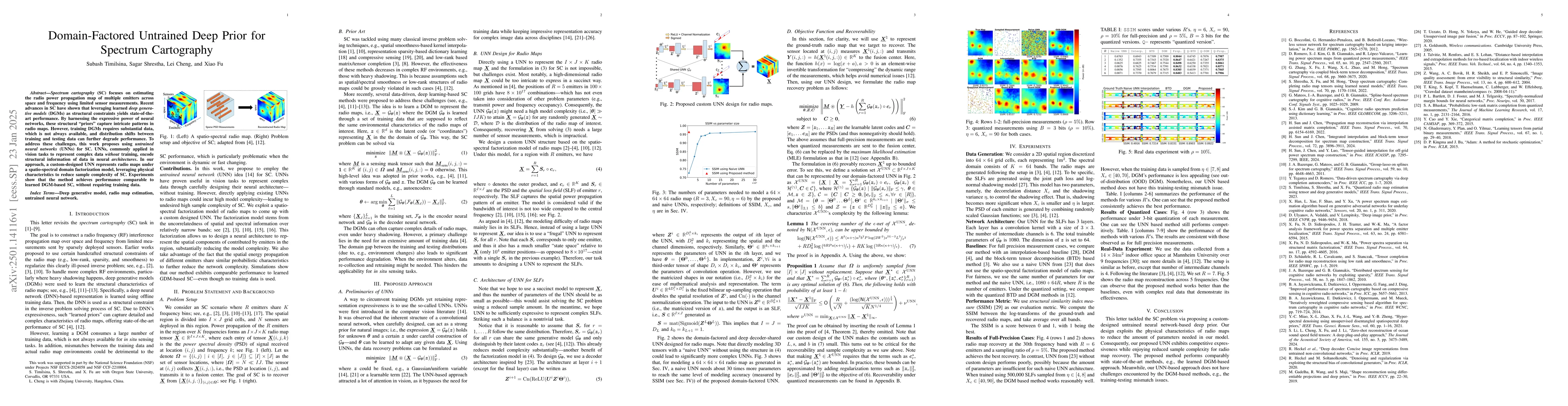 Thumbnail for Domain-Factored Untrained Deep Prior for Spectrum Cartography