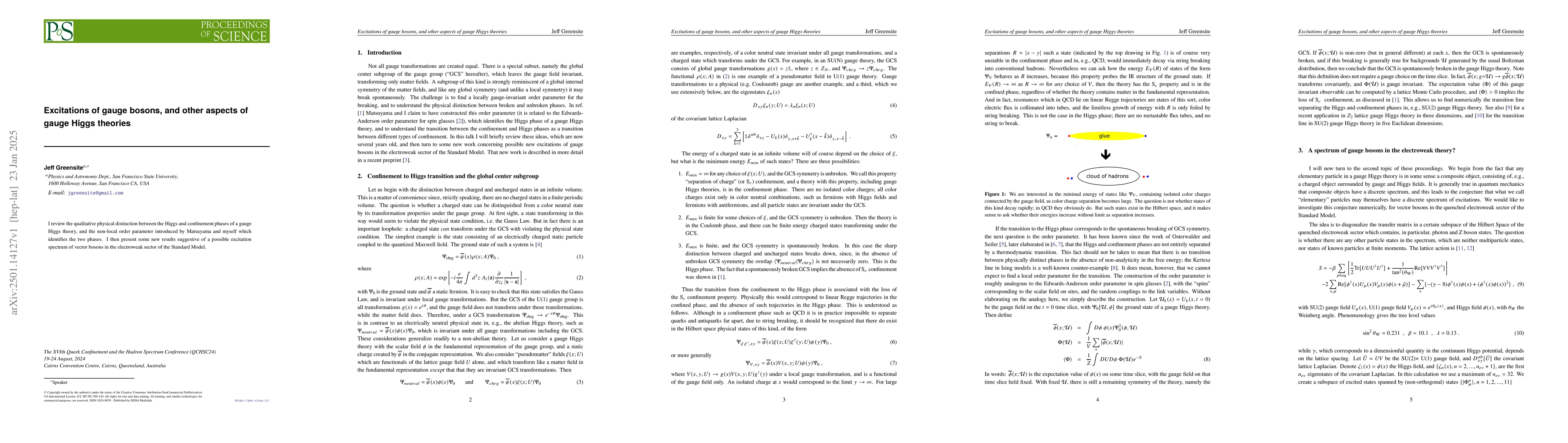 Thumbnail for Excitations of gauge bosons, and other aspects of gauge Higgs theories