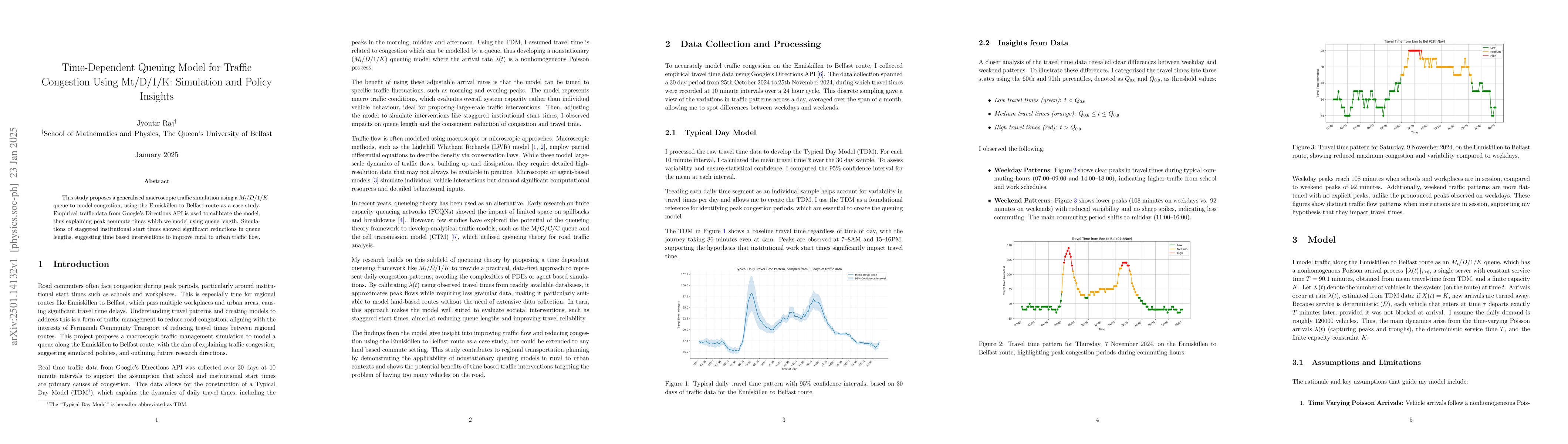 Thumbnail for Time-Dependent Queuing Model for Traffic Congestion Using Mt/D/1/K:
  Simulation and Policy Insights