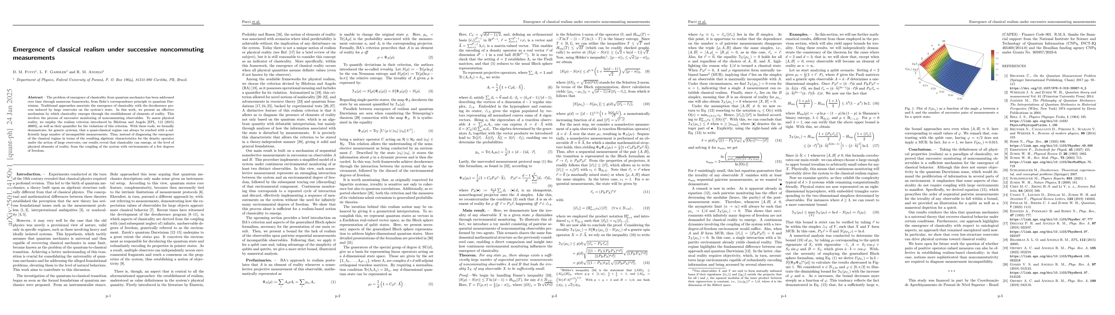 Thumbnail for Emergence of classical realism under successive noncommuting
  measurements