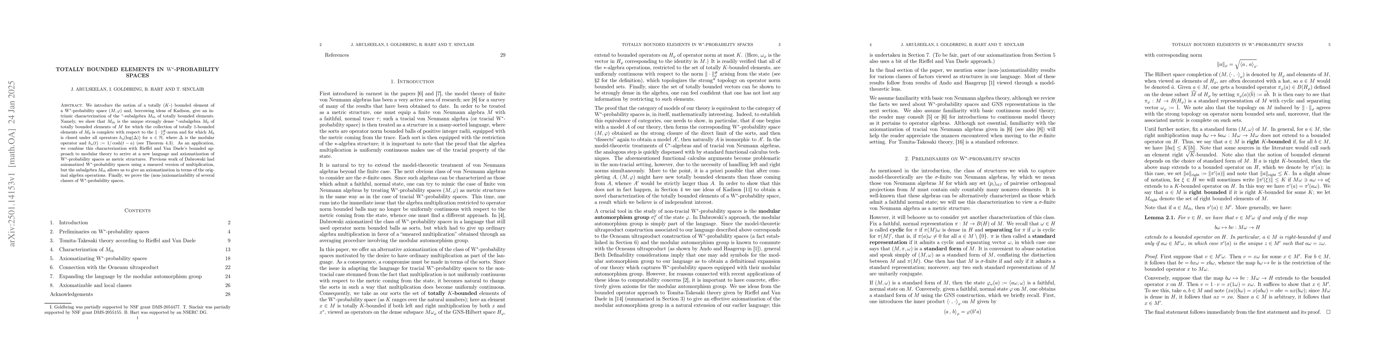 Thumbnail for Totally Bounded Elements in W*-probability Spaces