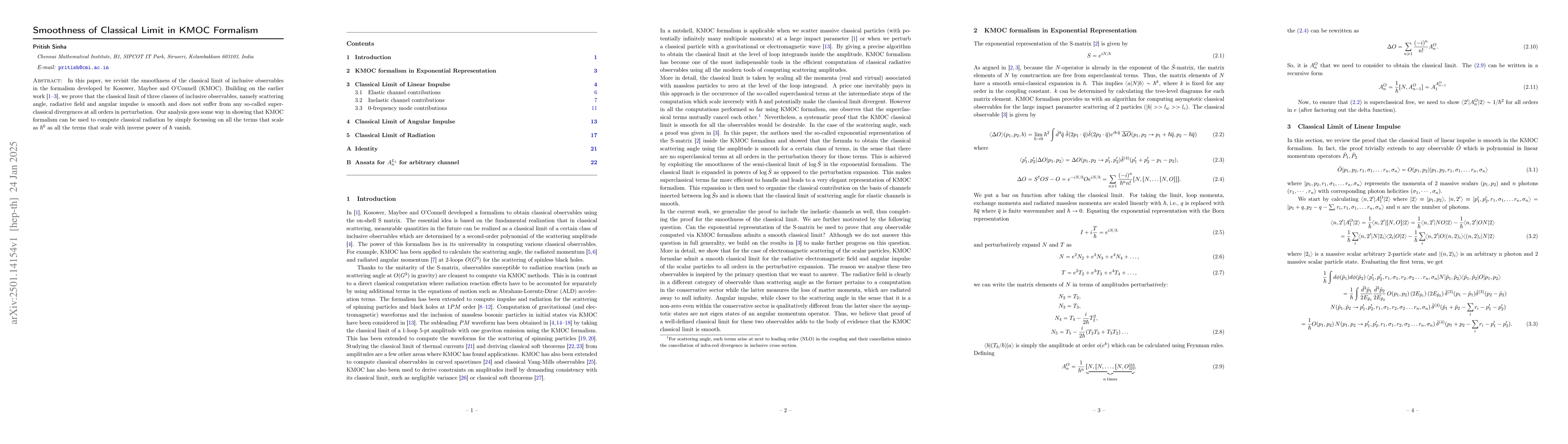 Thumbnail for Smoothness of Classical Limit in KMOC Formalism