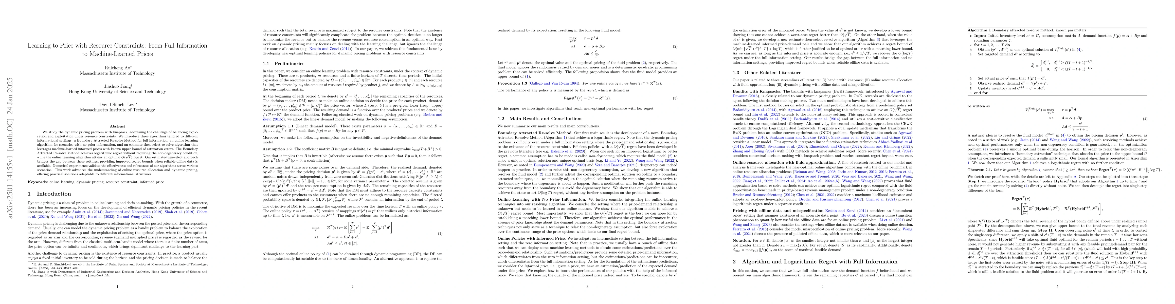 Thumbnail for Learning to Price with Resource Constraints: From Full Information to
  Machine-Learned Prices