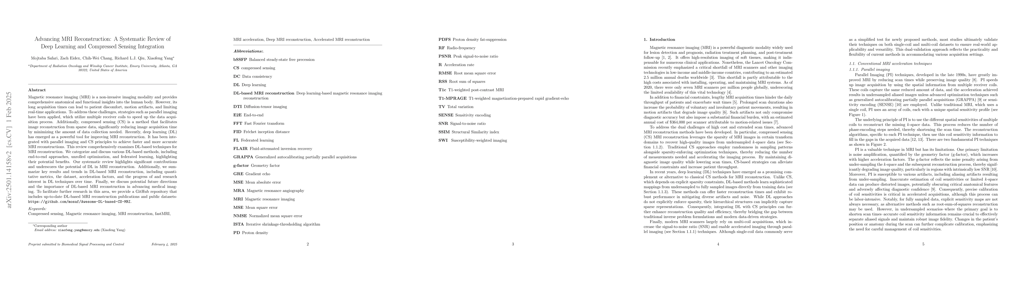 Thumbnail for Advancing MRI Reconstruction: A Systematic Review of Deep Learning and
  Compressed Sensing Integration