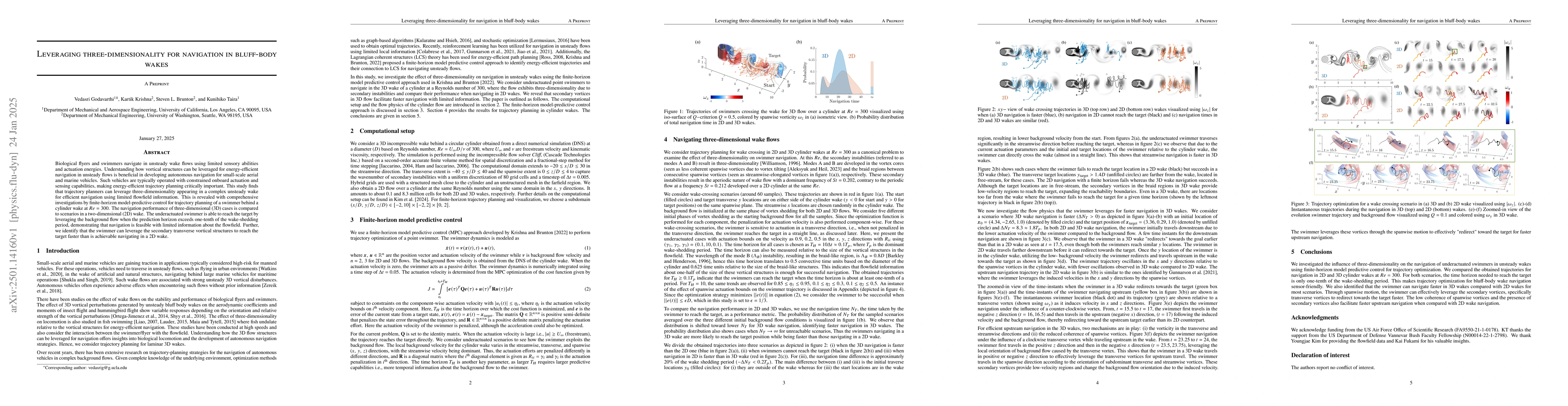 Thumbnail for Leveraging three-dimensionality for navigation in bluff-body wakes