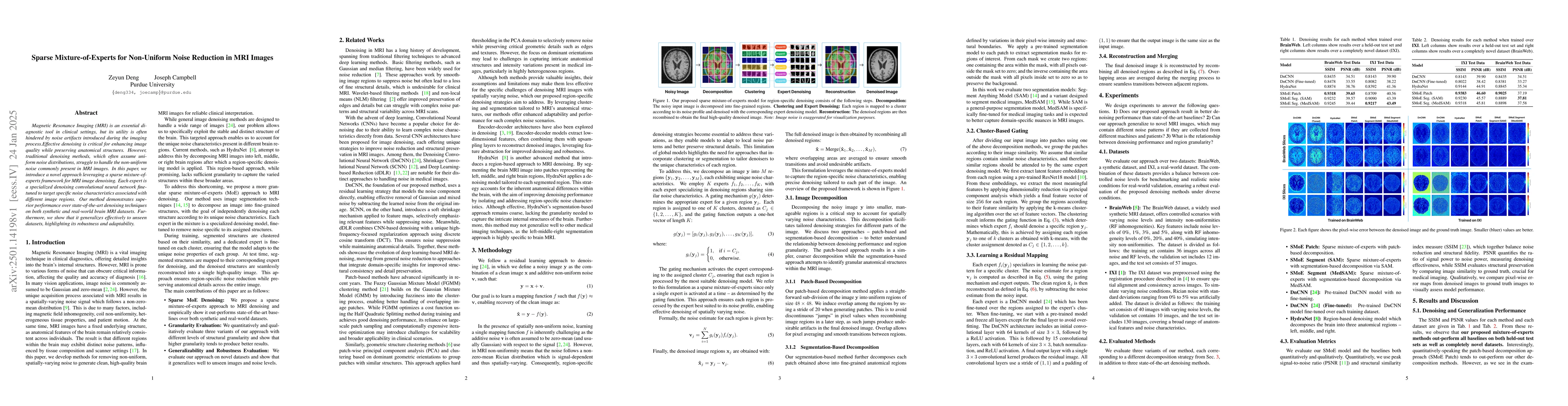 Thumbnail for Sparse Mixture-of-Experts for Non-Uniform Noise Reduction in MRI Images