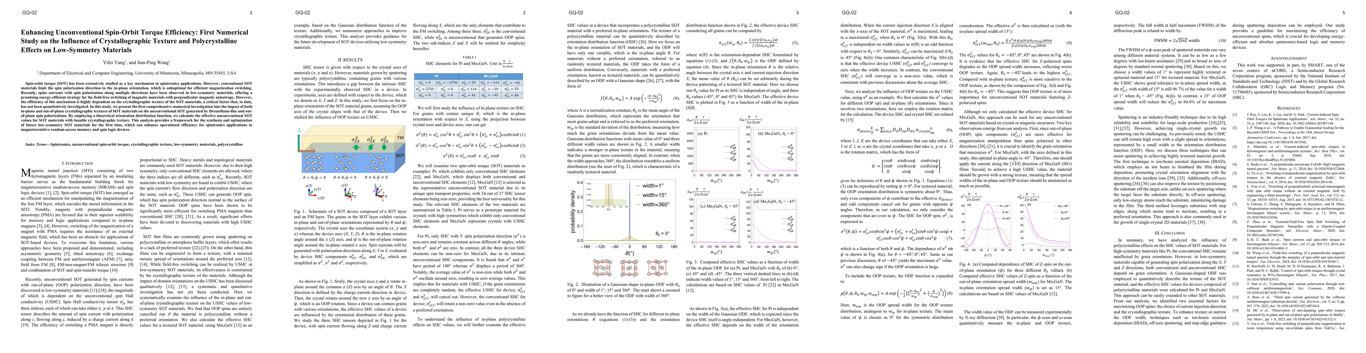 Thumbnail for Enhancing Unconventional Spin-Orbit Torque Efficiency: First Numerical
  Study on the Influence of Crystallographic Texture and Polycrystalline
  Effects on Low-Symmetry Materials