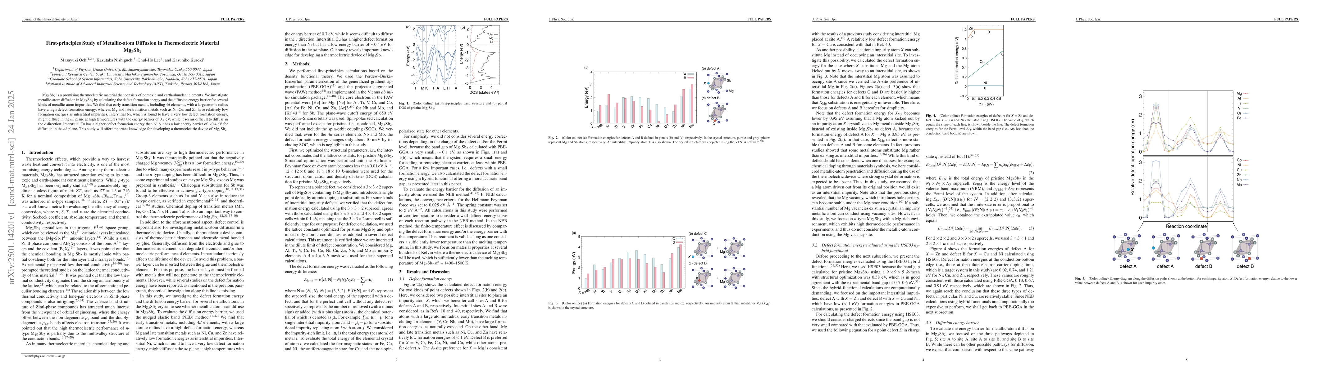 Thumbnail for First-principles Study of Metallic-atom Diffusion in Thermoelectric
  Material Mg$_3$Sb$_2$