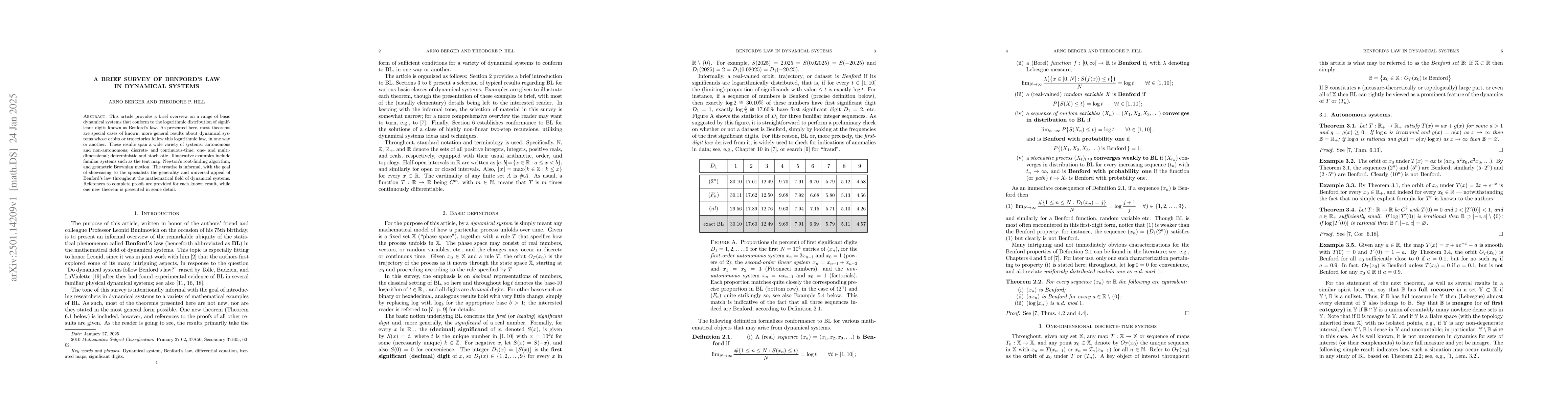 Thumbnail for A brief survey of Benford's Law in dynamical systems