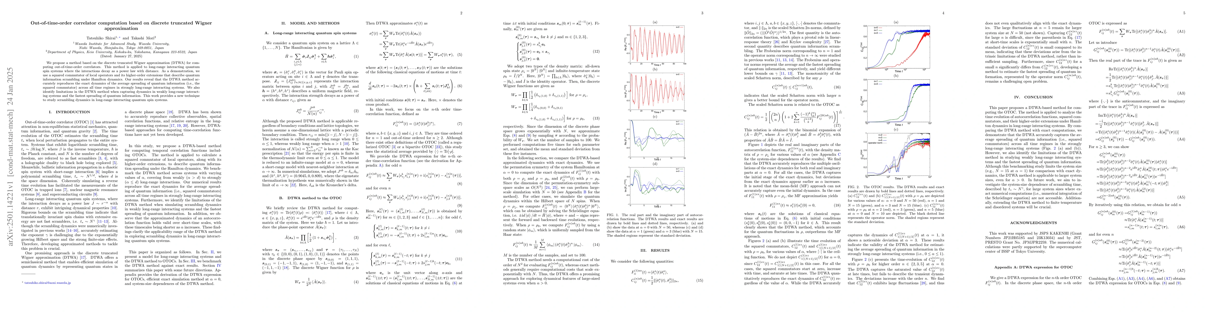 Thumbnail for Out-of-time-order correlator computation based on discrete truncated
  Wigner approximation
