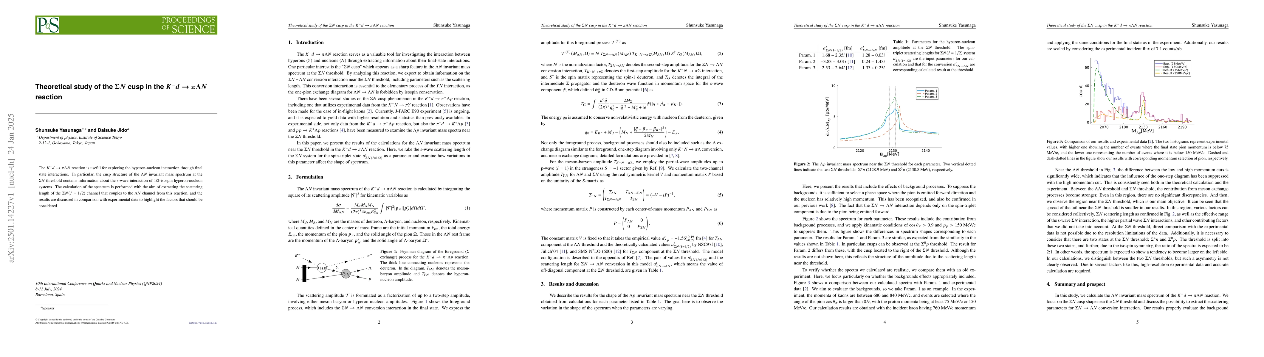 Thumbnail for Theoretical study of the $ΣN$ cusp in the
  $K^-d\rightarrowπΛN$ reaction