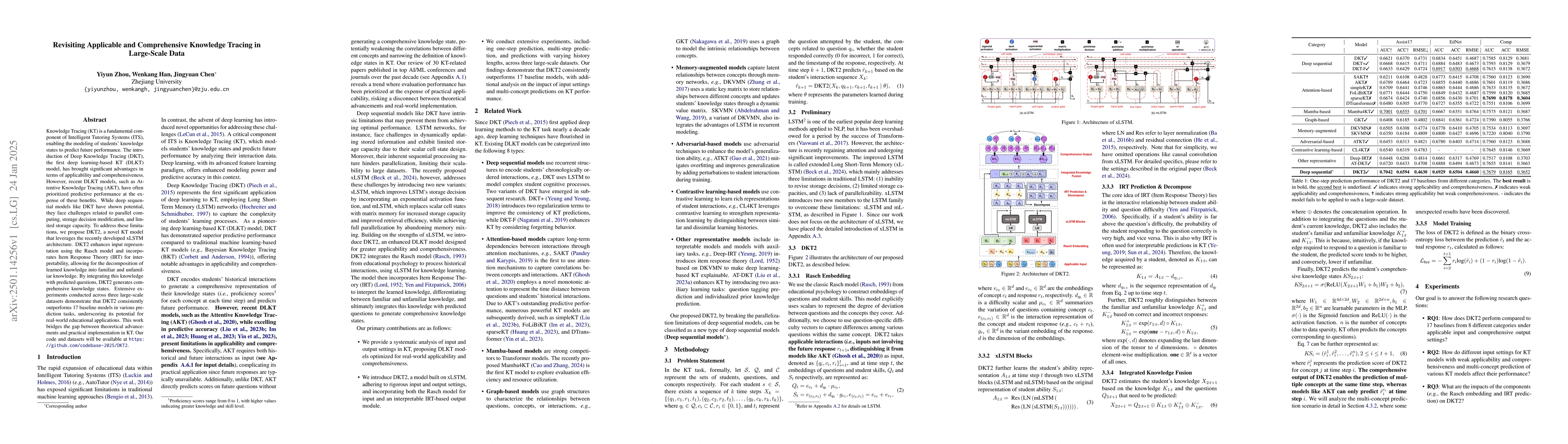 Thumbnail for Revisiting Applicable and Comprehensive Knowledge Tracing in Large-Scale
  Data