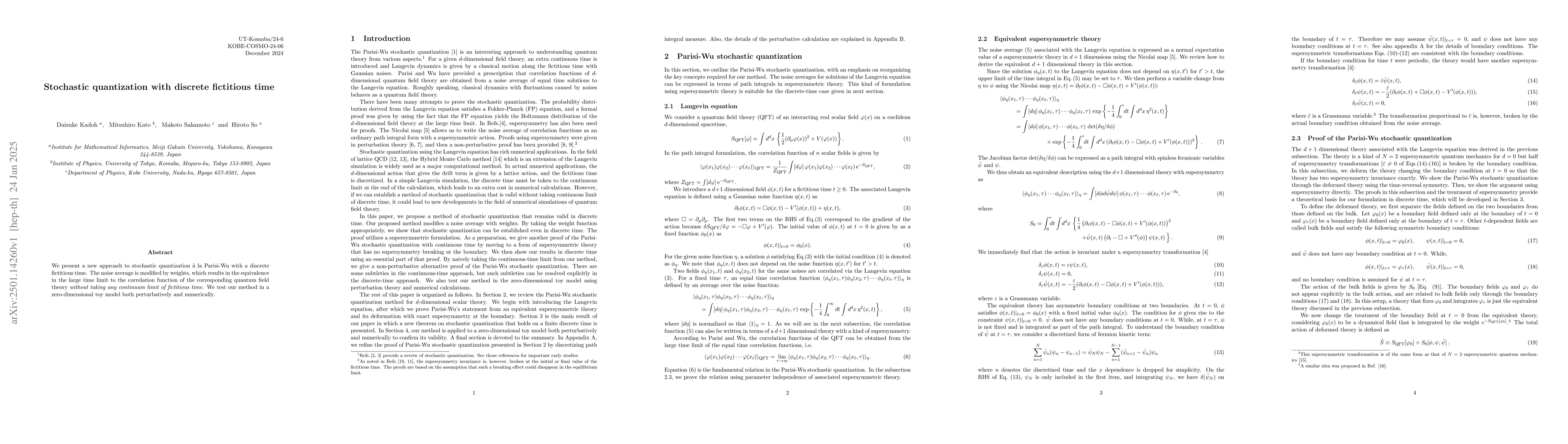 Thumbnail for Stochastic quantization with discrete fictitious time