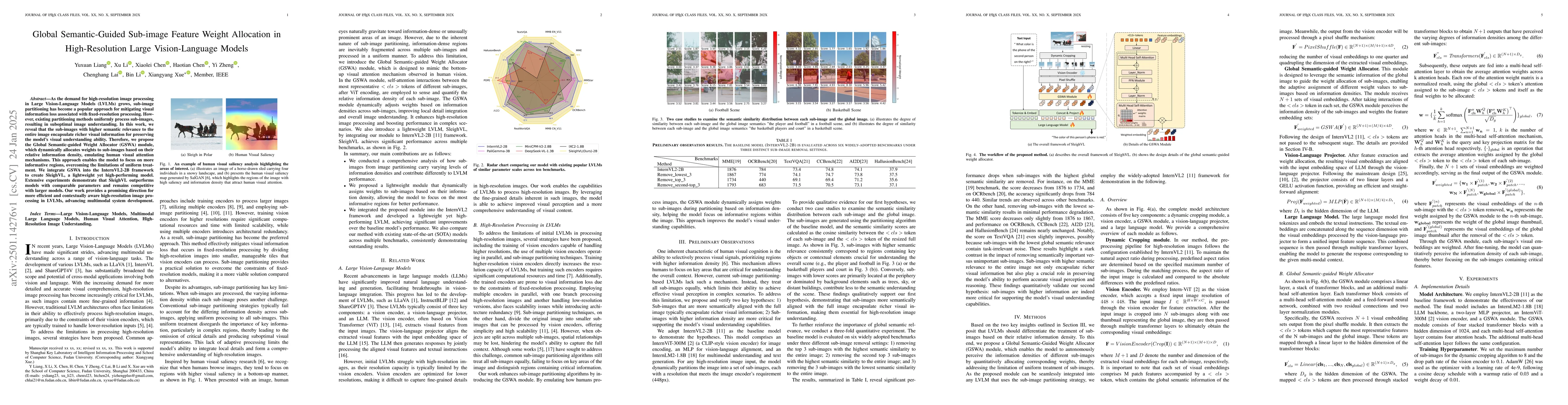 Thumbnail for Global Semantic-Guided Sub-image Feature Weight Allocation in
  High-Resolution Large Vision-Language Models