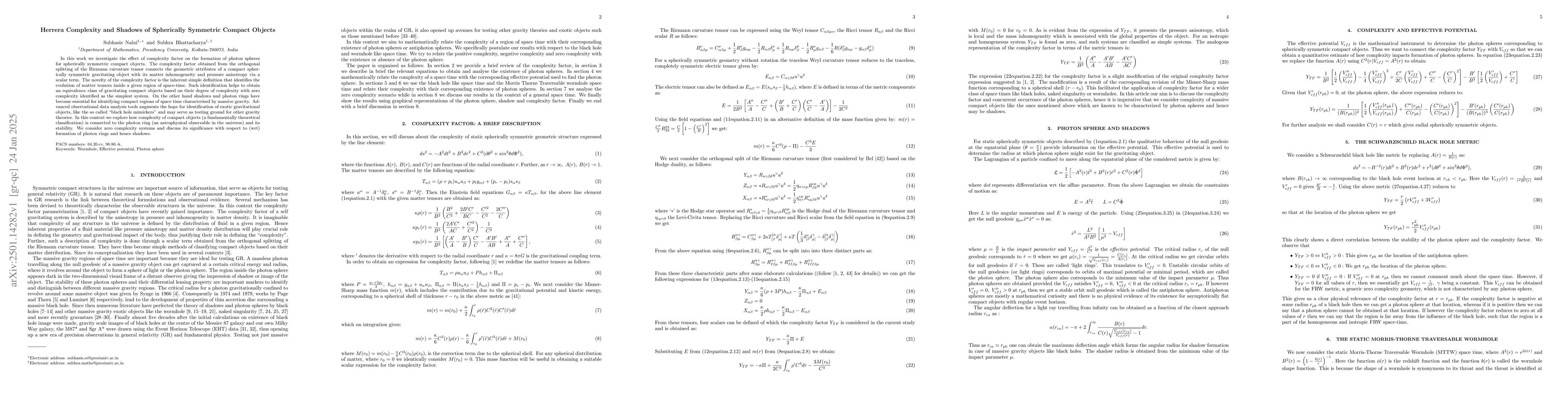 Thumbnail for Herrera Complexity and Shadows of Spherically Symmetric Compact Objects